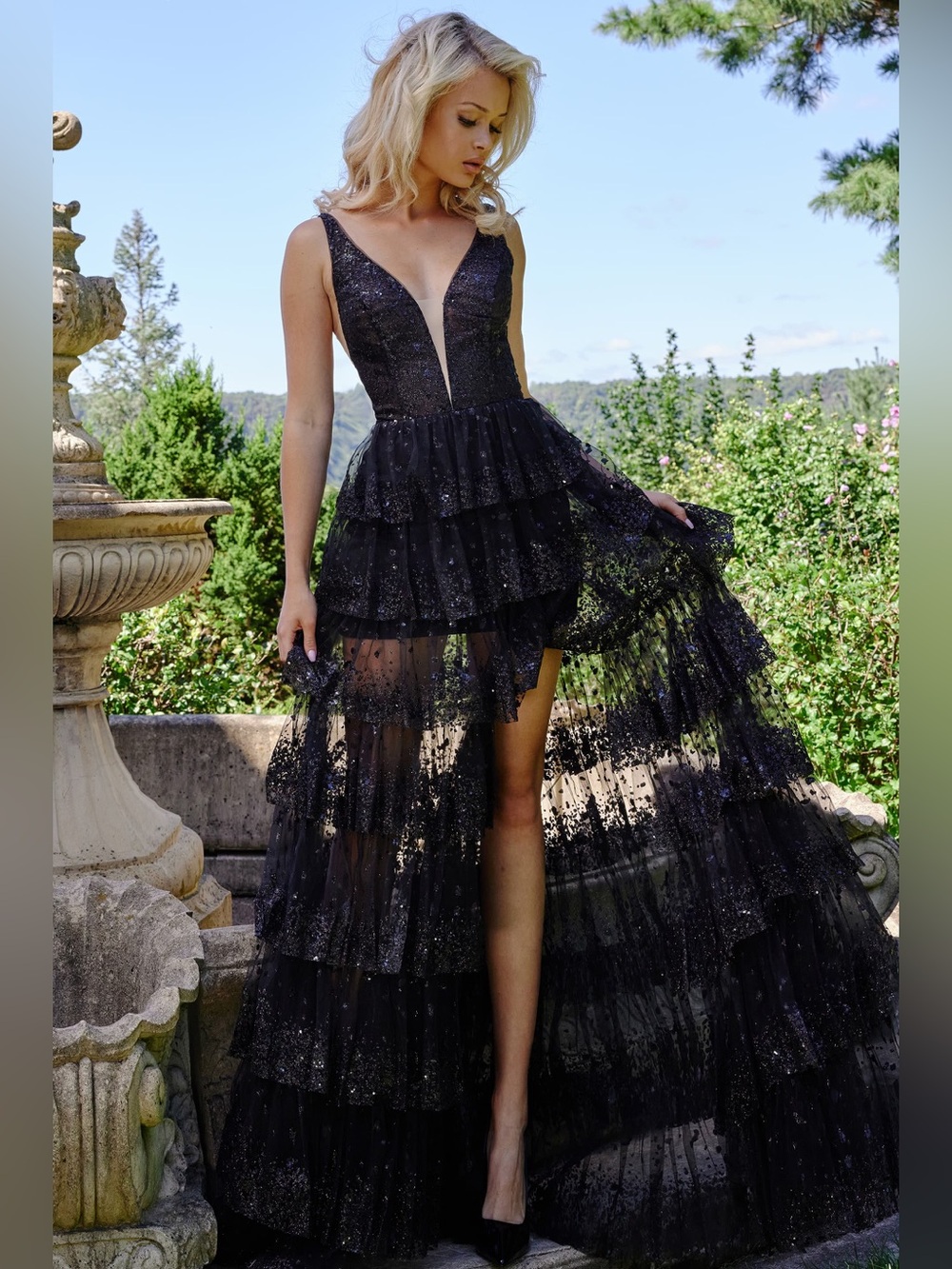 Jovani Black Sequence Formal Dress, V-Neck, NWT, Size 0, Size 2, Size 4, Size 6